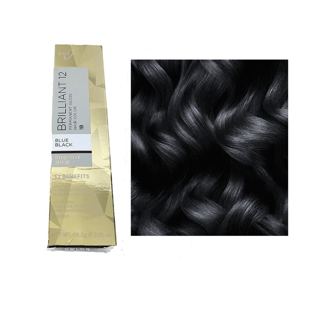 Ion Brilliant 12 Blue Black 1B Permanent Gloss Hair Color 2 for $10